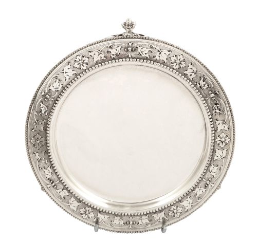 Antique Victorian Sterling Silver 6" Tray 1875 - Ivy