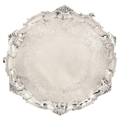 Georgian Sterling Silver 13" Tray/salver 1753 - William Peaston