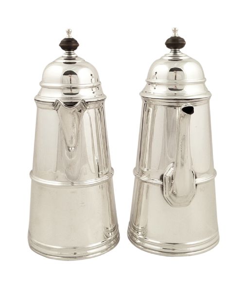 fig 1. Antique Sterling Silver Cafe Au Lait Set - 1939 - Brook & Son, Edinburgh