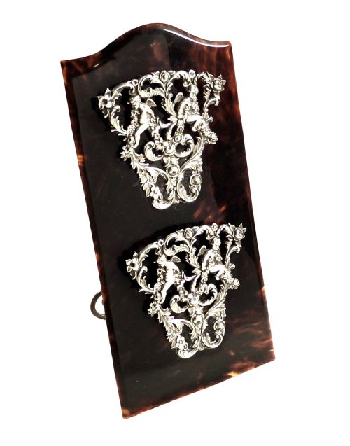 Unusual Antique Victorian Sterling Silver & Tortoiseshell Letter Rack 1896