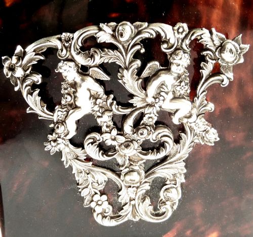 fig 1. Unusual Antique Victorian Sterling Silver & Tortoiseshell Letter Rack 1896
