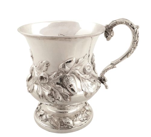 Antique Sterling Silver Mug/tankard with Acorns 1837