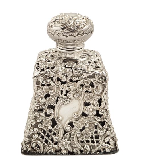 fig 1. Antique Edwardian Sterling Silver & Glass Perfume Bottle 1903