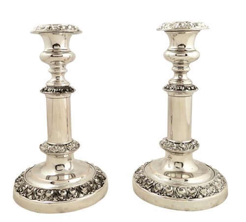 Pair of Antique Georgian Sheffield Plated Telescopic Candlesticks