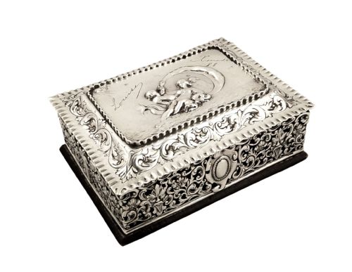 Antique Victorian Sterling Silver Trinket Box - 1887 Louise