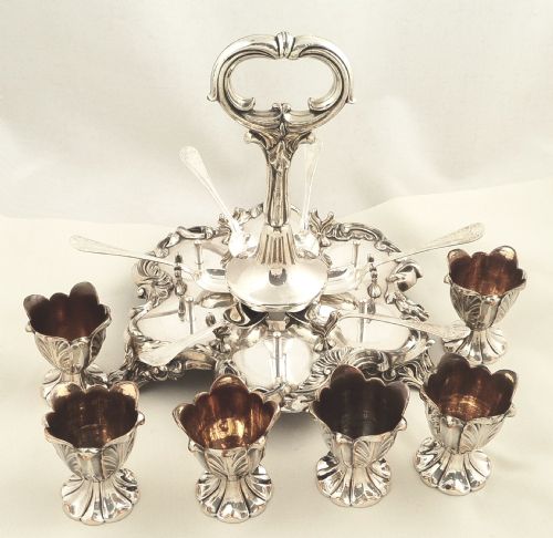fig 2. Superb Antique Regency Sheffield Plate Egg Cruet for Six c.1820