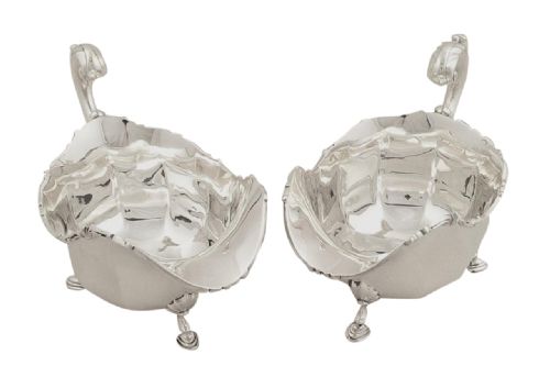 fig 1. Superb Pair of Antique Sterling Silver Gravy Boats / Sauce Jugs 1922