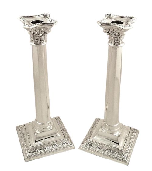 Antique Hallmarked Sterling Silver 10" Candlesticks