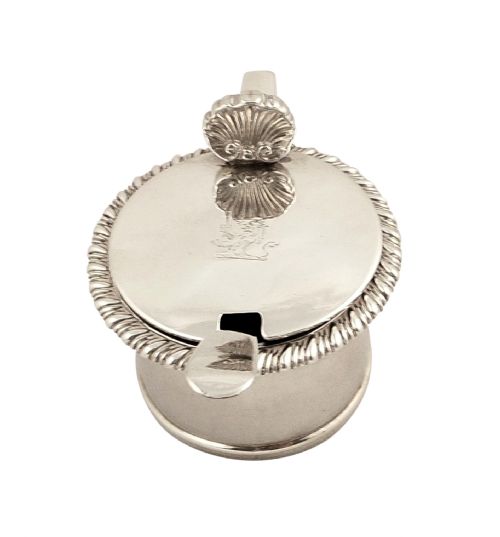 fig 1. Super Antique Georgian Sterling Silver Mustard Pot & Liner - 1829