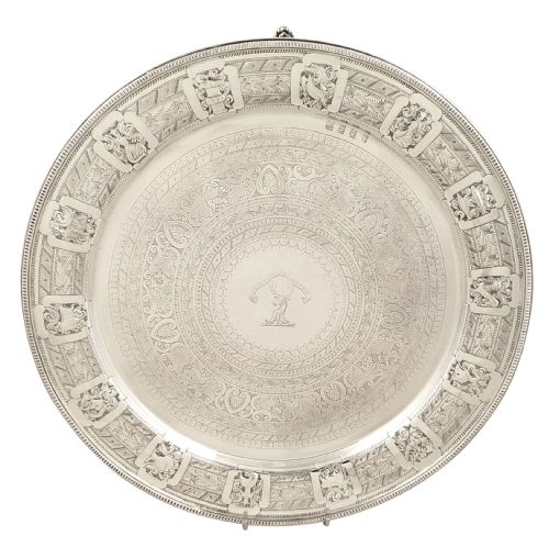 Antique Scottish Sterling Silver 12" Tray / Salver - Glasgow 1904