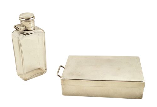 fig 1. Antique Leather Saddle /Sandwich Case with Sandwich Tin & Flask - Hunting/Equestrian
