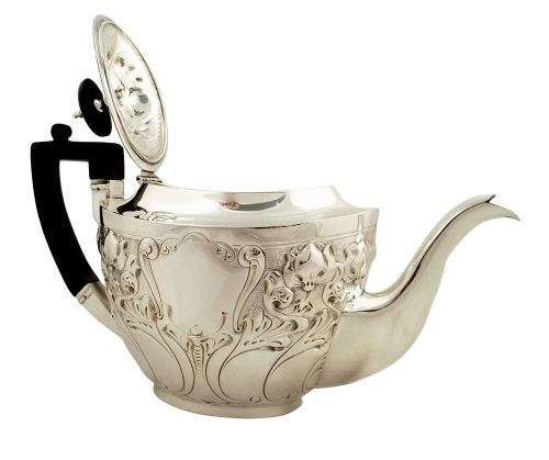 fig 1. Super Antique Edwardian Sterling Silver 3 Piece Teaset 1903