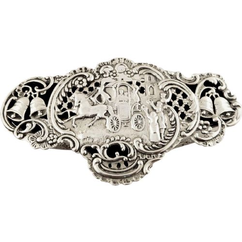 Antique Edwardian Sterling Silver Pierced Top Marriage Box 1905