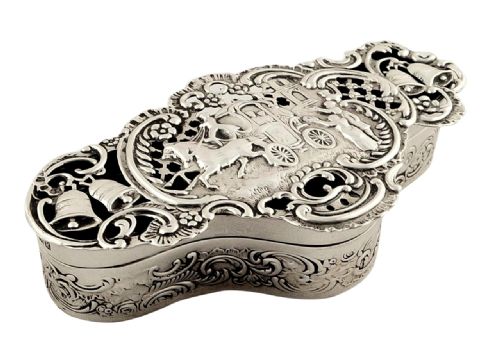fig 1. Antique Edwardian Sterling Silver Pierced Top Marriage Box 1905