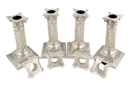 fig 1. Set 4 Antique Victorian Sterling Silver Candlesticks
