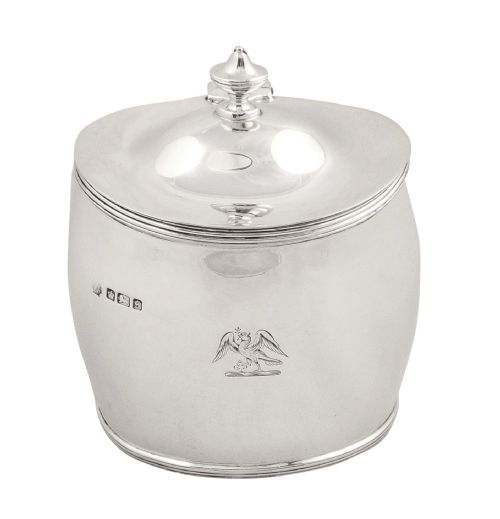 Antique Edwardian Sterling Silver Caddy with Crest 1910