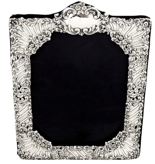 Large Antique Edwardian Sterling Silver Photo Frame 1901