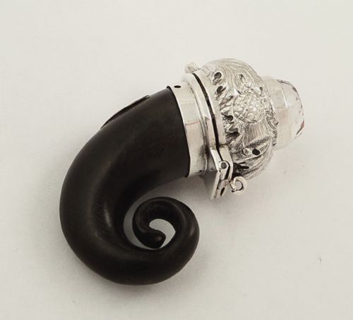 fig 1. Antique Georgian Scottish Silver Mounted Rams Horn Snuff Mull c1820