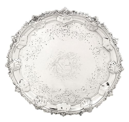 Antique Georgian Sterling Silver 8" Tray / Salver 1761