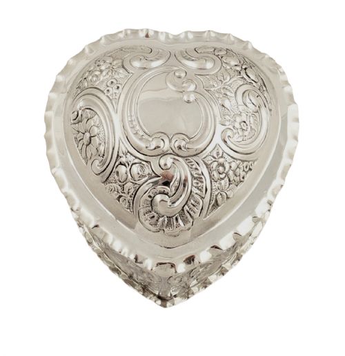 Antique Victorian Sterling Silver Heart Trinket Box 1898