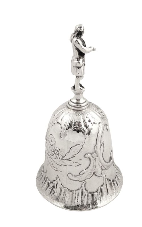 fig 1. Antique Victorian Sterling Silver Table Bell with Figure of Gentleman 1894