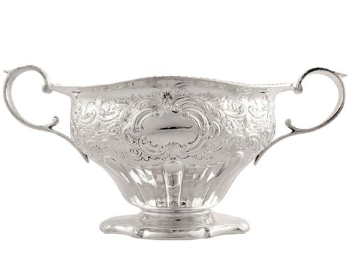 Super Antique Victorian Sterling Silver 2 Handle Bowl 1895