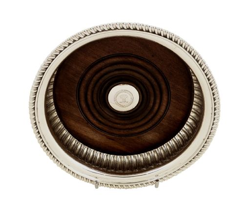 fig 1. Antique Georgian Sterling Silver Coaster - 1810 - Crest