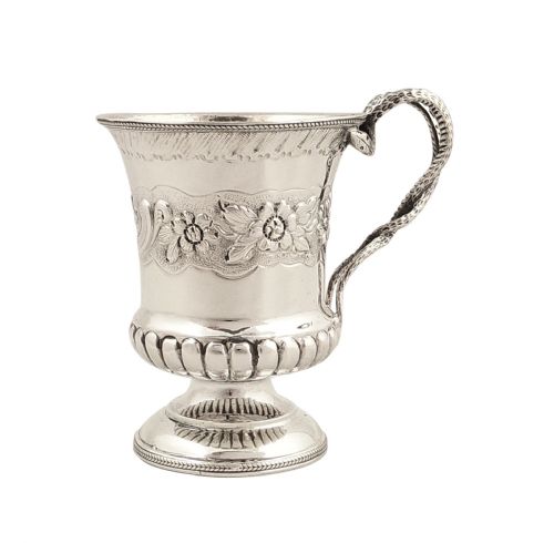 Antique Georgian Sterling Silver Christening Mug/tankard - 1822 - Serpent Handle