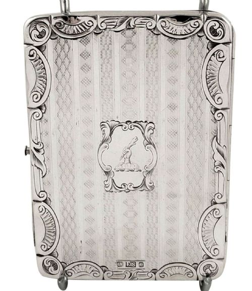 Antique Victorian Sterling Silver Card Case / Aide Memoire 1865