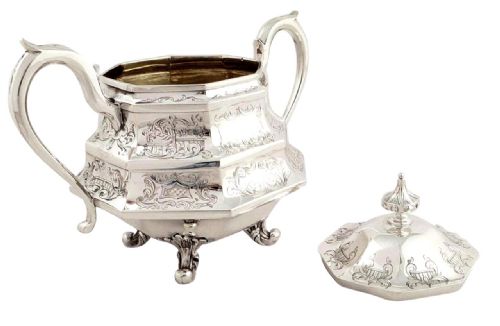 fig 2. Antique Victorian Sterling Silver Bowl & Lid 1844 - Hayne & Carter