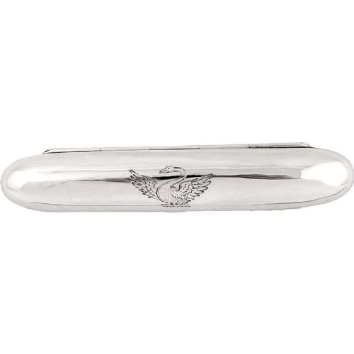 fig 1. Antique Victorian Sterling Silver Single Cigar Case - 1897 - Armorial Crest