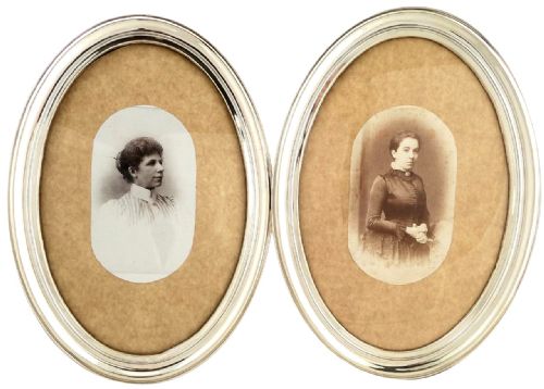 Super Pair of Antique Sterling Silver 12" Photo Frames 1917