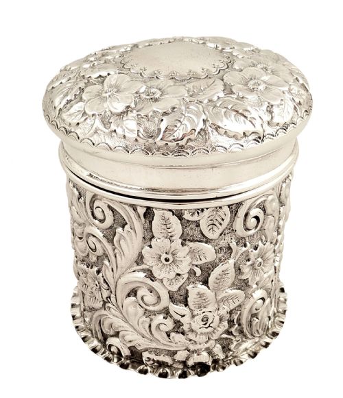 Antique Victorian Sterling Silver Vanity Pot 1898
