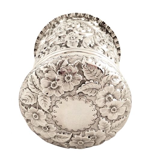 fig 1. Antique Victorian Sterling Silver Vanity Pot 1898