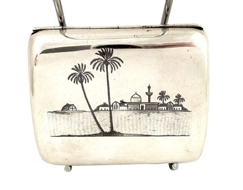 Antique Sterling Silver & Niello Decorated Cigarette Case -1910