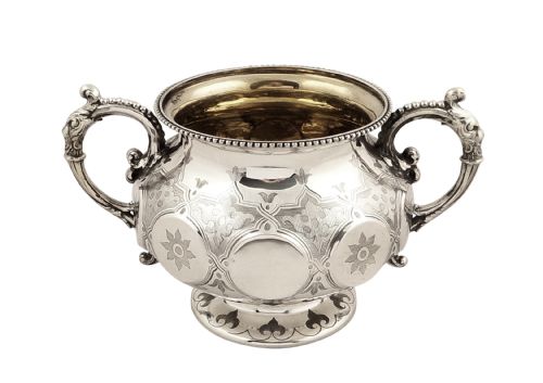 Antique Victorian Sterling Silver 2 Handle Bowl 1858