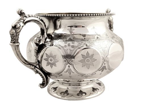 fig 1. Antique Victorian Sterling Silver 2 Handle Bowl 1858