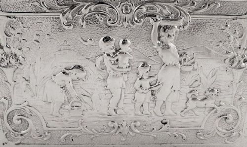 fig 1. Antique German Silver Trinket Box with Scenes c1900 - Reusswig