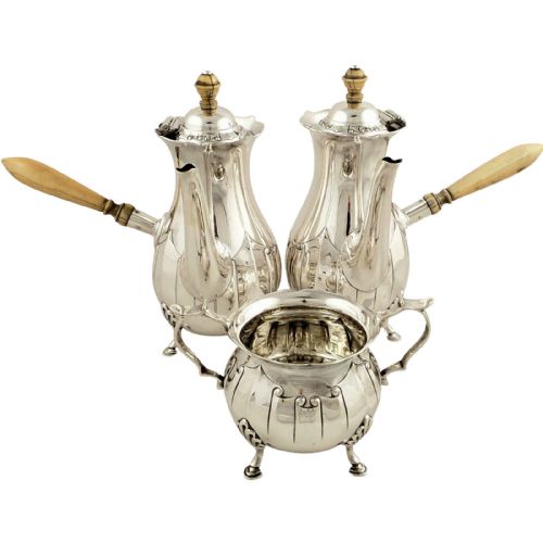 Antique Edwardian Sterling Silver Cafe Au Lait Set 1907