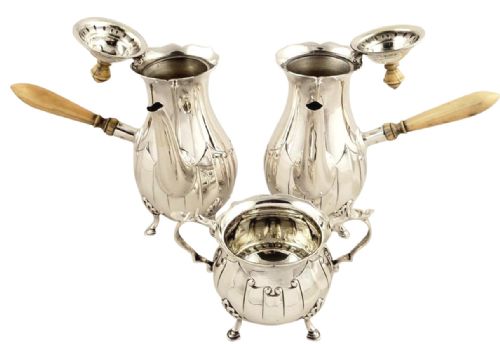 fig 1. Antique Edwardian Sterling Silver Cafe Au Lait Set 1907