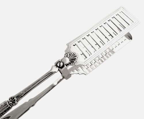 fig 1. Antique Edwardian Sterling Silver Asparagus Tongs/Servers 1905 - Armorial Crest