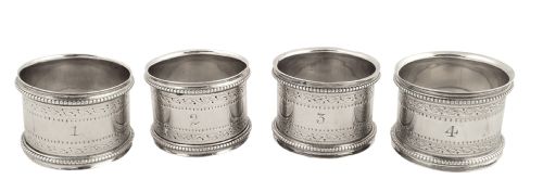 fig 1. Set of 4 Antique Victorian Sterling Silver Napkin Rings in Case 1880