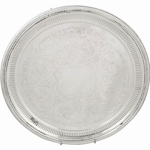 Antique Victorian Silver Plated 12" Tray/salver with Pierced Rim C1880
