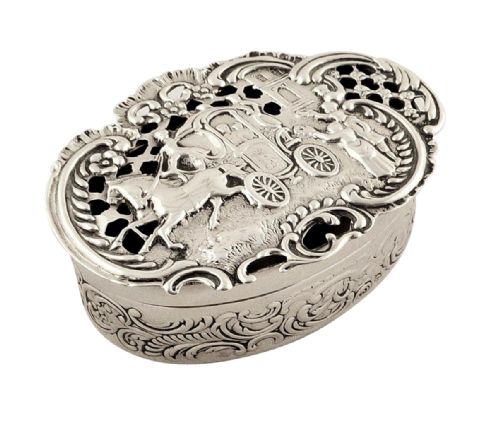 fig 1. Antique Edwardian Sterling Silver Pierced Top Marriage / Wedding Box 1905