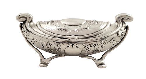 fig 1. Antique Art Nouveau Sterling Silver Trinket Box - Chester 1904