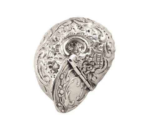 Antique Victorian Sterling Silver Sea Shell Box 1895
