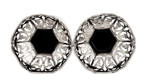 fig 1. Pr Antique Sterling Silver Pierced Top Vases 1913