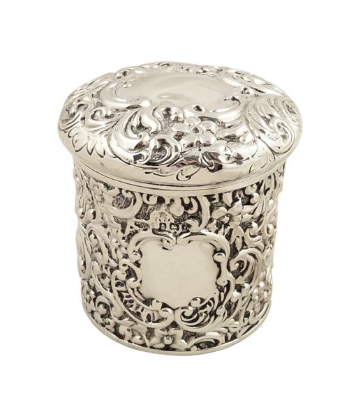 Antique Edwardian Sterling Silver Vanity Pot 1905