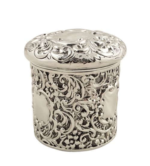 fig 1. Antique Edwardian Sterling Silver Vanity Pot 1905