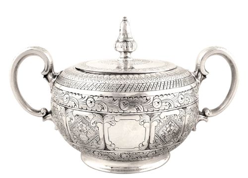 Antique Victorian Sterling Silver Bowl with Lid 1873